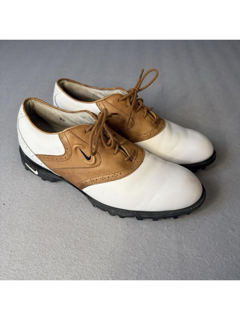 Nike Size 9.5 Air Zoom Tradition Saddle Men's White Leather Golf Shoes 183118